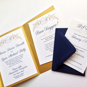 Gold and Navy Pocketfold Invitations image 4