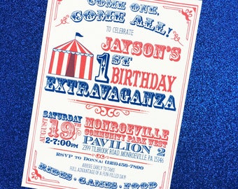 Come One, Come All! Circus themed birthday Invitations