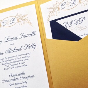 Gold and Navy Pocketfold Invitations image 3
