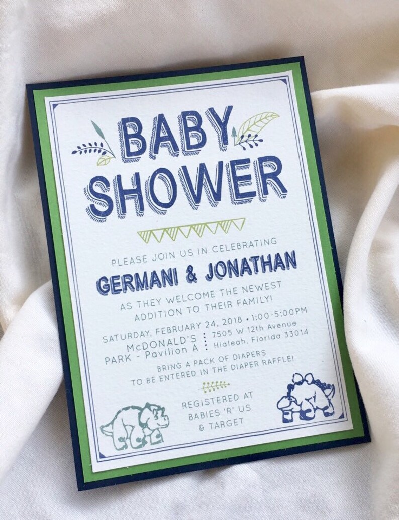 Dinosaur Baby Shower Invitations Etsy