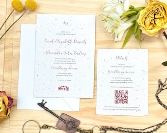 Eco-friendly Tandem Bicycle Wedding Invitations, Plantable and Compostable