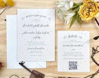 Eco-friendly Branch & Leaf Wedding Invitations, Plantable and Compostable