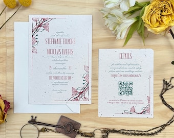 Eco-friendly Art Nouveau Wedding Invitations, Plantable and Compostable