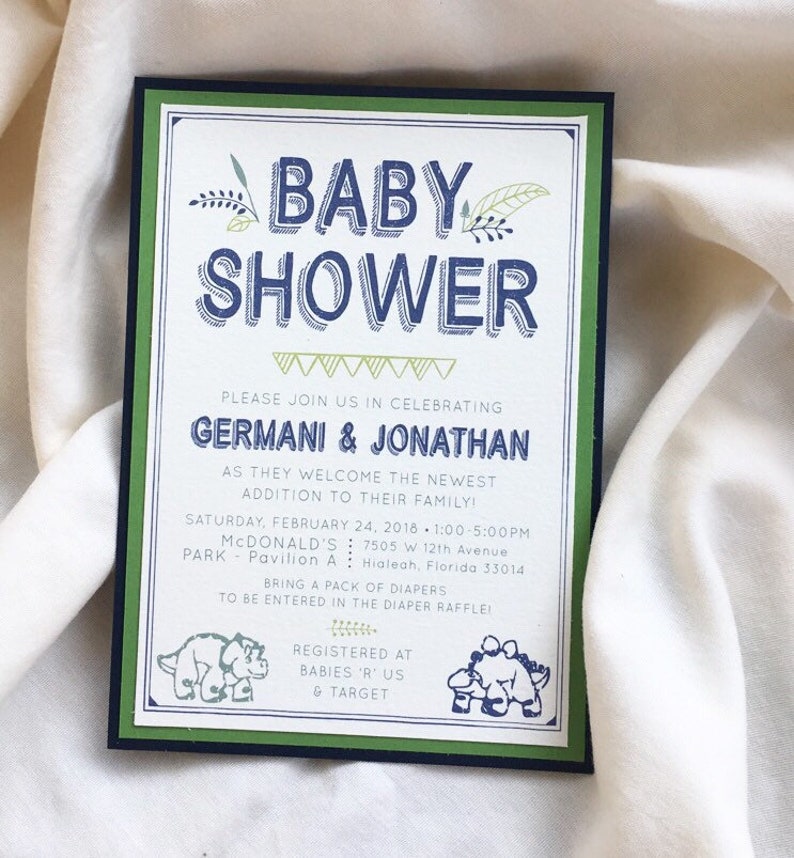 Dinosaur Baby Shower Invitations Etsy
