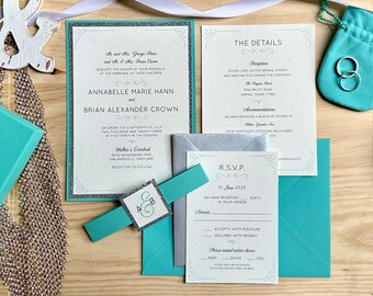 Wedding Invitations for Silver and Turquoise Wedding & Co Invitations Blue and Silver