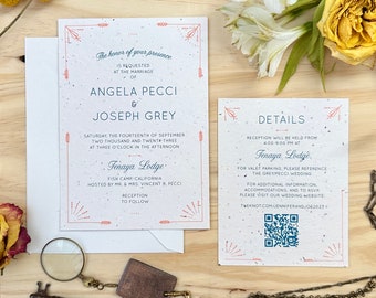 Eco-friendly Minimalist Wedding Invitations, Plantable and Compostable