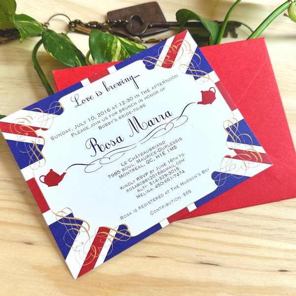 Bridal Shower British High Tea Party Invitations