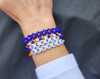 Denver Broncos Seed Bead Bracelet Set: NFL Football Jewelry