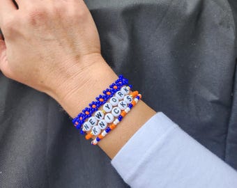 New York Knicks Seed Bead Bracelet Set: NBA Basketball Jewelry