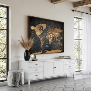 Extra Large World Map Canvas Print | Vintage World Map, Framed Vintage Map Wall Art for Home & Office