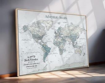 Personalized Push Pin World Map | Travel Tracker Canvas Print