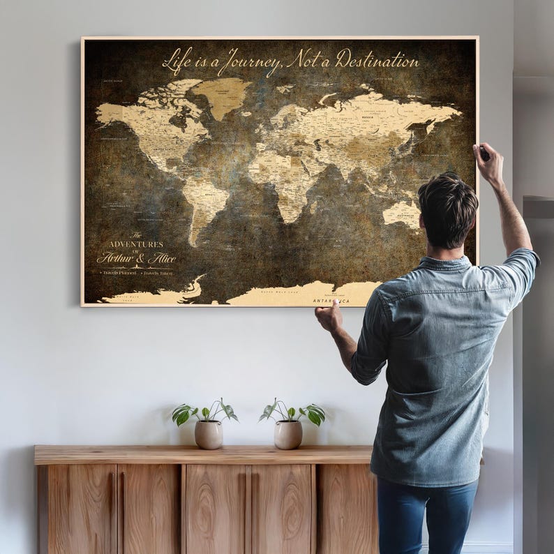 Customize Push Pin World Map Print | Personalized Foam-backed Travel ...