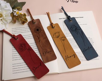 Marcapáginas con nombre personalizado, marcapáginas de cuero personalizado, accesorios de cuero únicos, regalo personalizado para lectores y amantes de los libros, regalo para damas de honor.