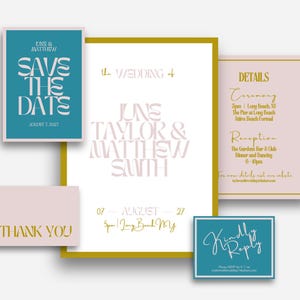 Coastal Wedding Invitation Suite | Editable Canva Template