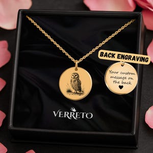 Charming Owl Necklace for Women, Engraved Barn Owl Charm, Forest Animal Jewelry, Nature Lover Gift, Boho Woodland Pendant