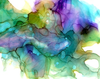 Expressionist Art Print, Turquoise Wall Art, Giclee Print, Flow Art Work, Bohemian Decor, Colorful Artwork, Alcohol Ink Painting, Fluid Art