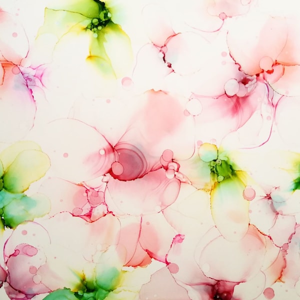Alcohol Ink Painting, Expressionist Art,  Japandi Wall Artwork, Wedding Gift, Plant Lover, Floral Abstract, Feminine Pastel, Nursery Decor