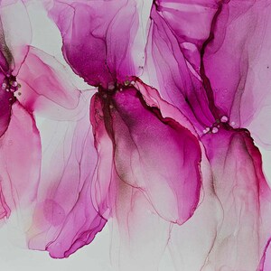 Abstract Flower Painting, Pink Wall Art, Ink Floral, 11 x 14 Art Work, Wedding Gift, Abstract Wall Decor, Girlfriend Gift, Alcohol Ink Art image 2