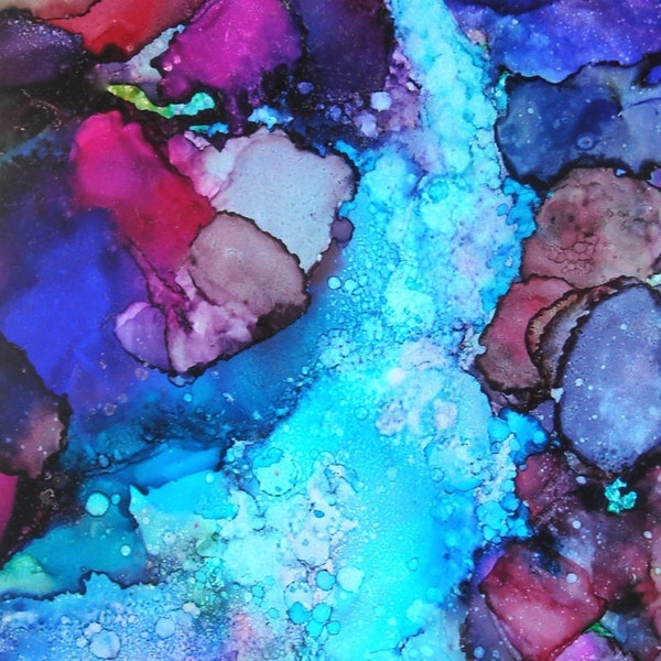 Waterfall Art Print, Landscape Print, Alcohol Ink Art, Summer Art Trend, Fine Art Painting, Inexpensive Art, Home Decor Wall Art, Giclee
