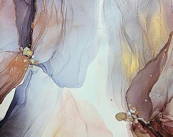 Peinture d'art fluide, cadeau original d'art mural abstrait abstrait à l'encre d'alcool, oeuvre d'art tendance, 11 x 14, Boho, hippie, contemporain,