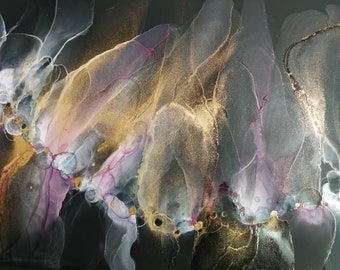 Impression d'art impressionniste, giclée abstraite cadeau pour elle, oeuvre d'art en noir, impression dramatique, art mural tendance, décoration murale de salon, beauté