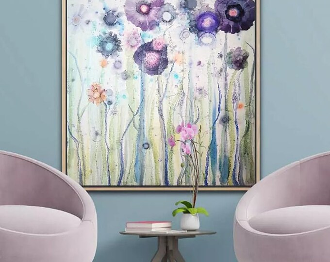 Modern Botanical Wall Art, Boho Flower Art Work, Watercolor Floral ...
