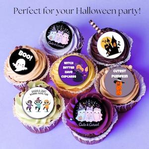 Printable Halloween Cake Toppers: Spooky Party Decoration (Digital Download, 30 Designs)