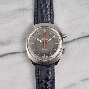 Vintage Omega Geneve Chronostop Grey Dial Automatic 1970s 35mm Case