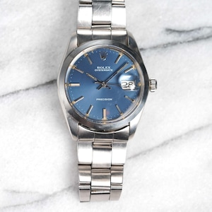 Vintage Rolex Oysterdate Reference 6694 Blue Dial Manual Wind 34mm Case Papers