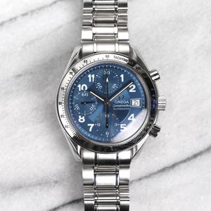 Omega Speedmaster Blue Dial Automatic Chronograph Date 1990s 39mm Case
