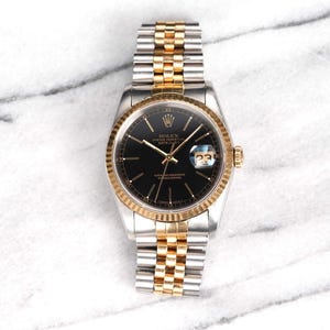 Vintage Rolex Datejust Reference 16233 Black Dial 1990s Automatic 36mm Case