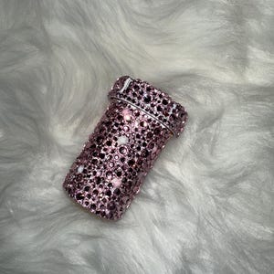 Pink and White Bedazzled Pill Bottle
