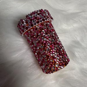 Red and White Bedazzled Pill Bottle