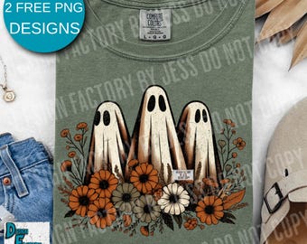 Cute Vintage Retro Ghost Halloween shirt Png, Boo Ghost Shirt Png, Retro Cottagecore Ghost Halloween PNG, Boo Halloween Sublimation Design