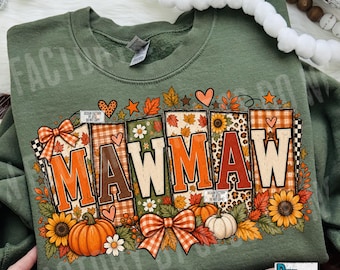 Fall Mawmaw PNG, Autumn Coquette Patchwork Mom Design, Cozy Plaid Leopard Checkerboard Mama Shirt, Rustic Fall Sublimation Digital Download,
