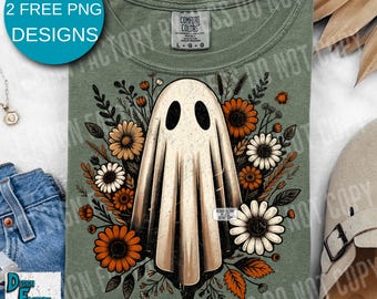 Cute Vintage Retro Ghost Halloween shirt Png, Boo Ghost Shirt Png, Retro Cottagecore Ghost Halloween PNG, Boo Halloween Sublimation Design