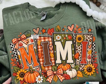 Fall Mimi PNG, Autumn Grandma Shirt Design, Pumpkin Patchwork PNG, Plaid Leopard Mimi Sublimation, Cozy Fall Digital Download