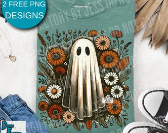Cute Vintage Retro Ghost Halloween shirt Png, Boo Ghost Shirt Png, Retro Cottagecore Ghost Halloween PNG, Boo Halloween Sublimation Design