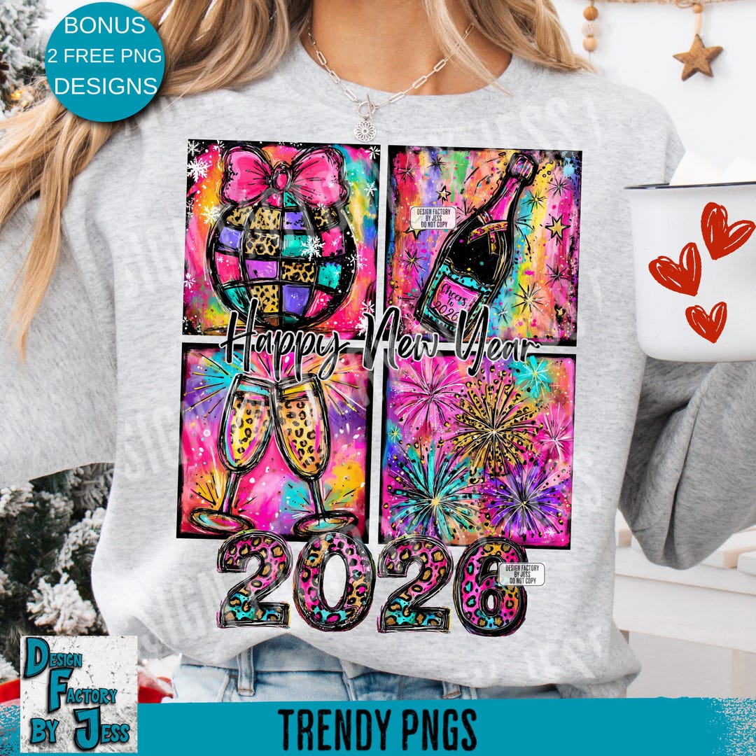Preppy Pink Coquette New Year 2026 Png, Retro New Years Png, Disco Ball ...
