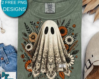 Niedliches Vintages Spitzen-Geist-Halloween-Shirt Png, Boo-Geist-Shirt Png, Retro Cottagecore-Geist Halloween PNG, Boo-Halloween-Sublimations-Design