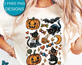 Preppy Halloween Pumpkin Cat PNG, Coquette Halloween Bow png Fall Bat Cat PNG, Girly Spooky Pumpkin Sublimation Cute Halloween Shirt PNG