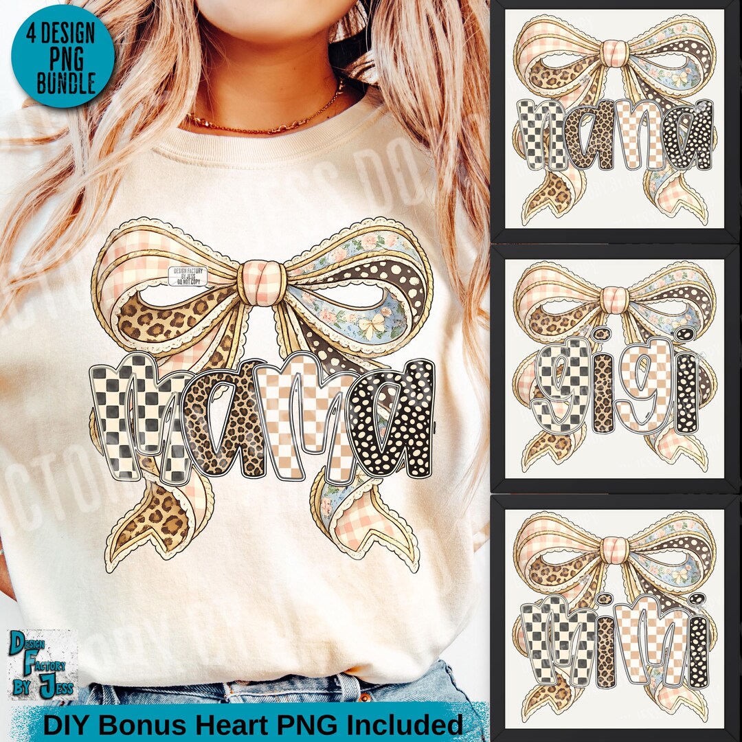 Mama PNG Bundle, Coquette Bow Mama Design, Retro Patchwork Mothers Day ...