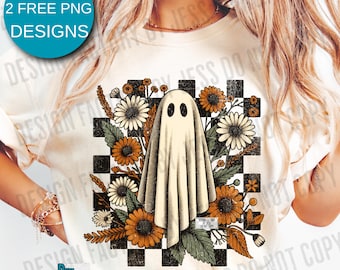 Cute Vintage Retro Ghost Halloween shirt Png, Boo Ghost Shirt Png, Retro Cottagecore Ghost Halloween PNG, Boo Halloween Sublimation Design