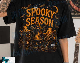Spooky Season Halloween PNG, Halloween Shirt Design, Trendy Spooky Season Graphic, Witch Ghost Sublimation, Retro Vintage Digital Download