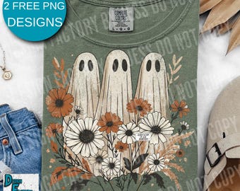 Cute Vintage Retro Ghost Halloween shirt Png, Boo Ghost Shirt Png, Retro Cottagecore Ghost Halloween PNG, Boo Halloween Sublimation Design
