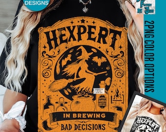 Hexpert Funny Halloween PNG Sarcastic Snarky Witch Png Funny Adult Humor Witchcraft Png Retro Halloween Trendy Sassy Sarcasm ORIGINAL