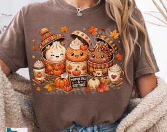 Pumpkin Spice Dumpling PNG, Fall Kawaii Dumpling Digital Download, Faux Glitter Cozy Season Sublimation, Autumn Coffee Lover Shirt Design