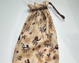 Farm Animals Fabric Plastic Bag Holder: Extra Large Kitchen Storage