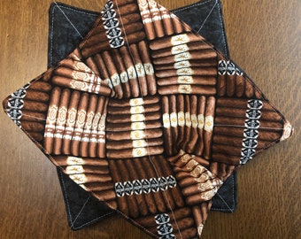 Cigar Fabric, Set of 2, Bowl Cozies, Date Night