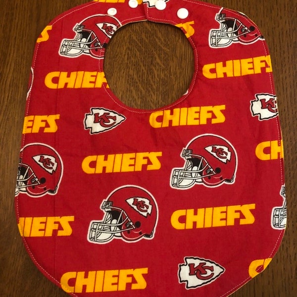 Kansas City Chiefs, Baby Bib, Double Snap Closure, Reversible